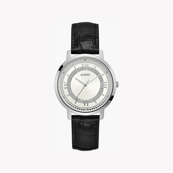 Guess Women's Silver/Black Leather Watch | W0934l2 by i-watch