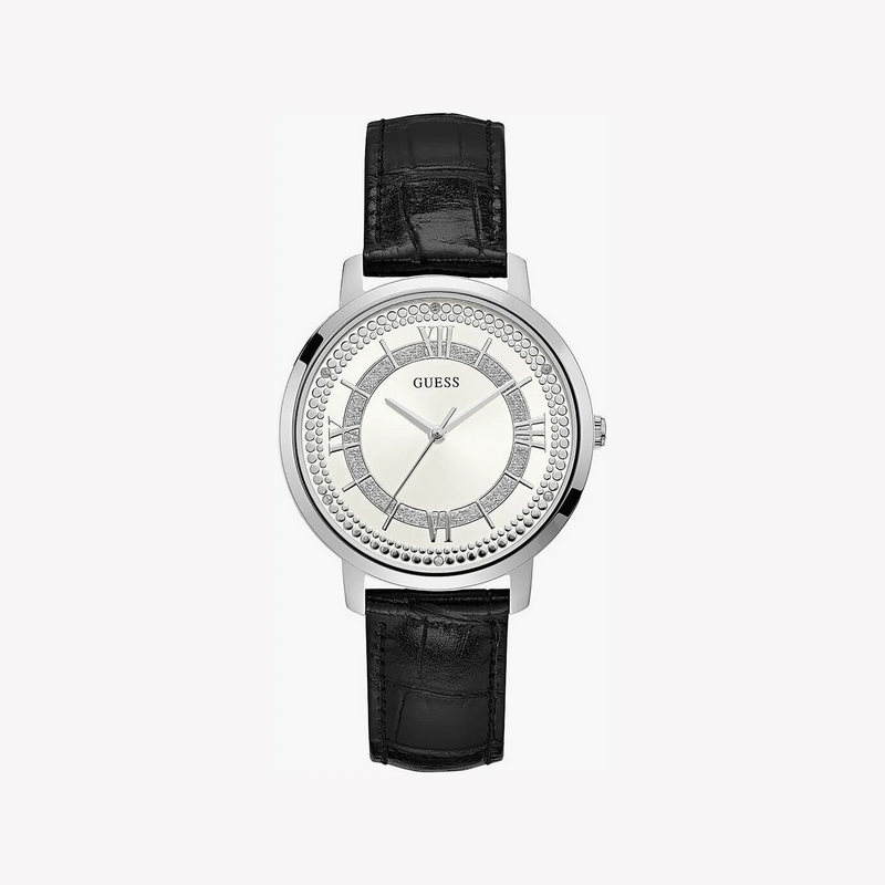 Guess Women's Silver/Black Leather Watch | W0934l2 by i-watch
