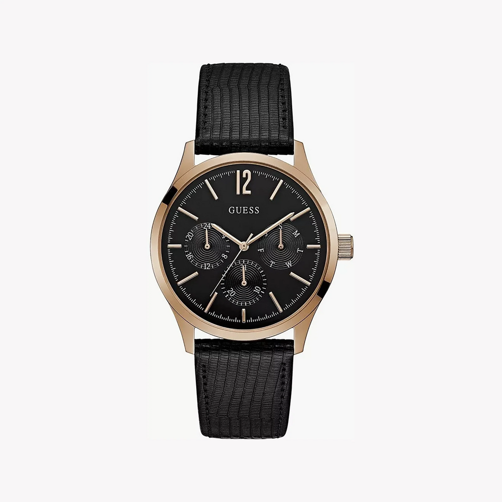 Guess Men's Gold/Black Leather Watch | W1041g3 by i-watch