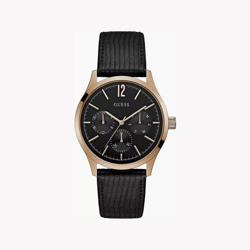 Guess Men's Gold/Black Leather Watch | W1041g3 by i-watch