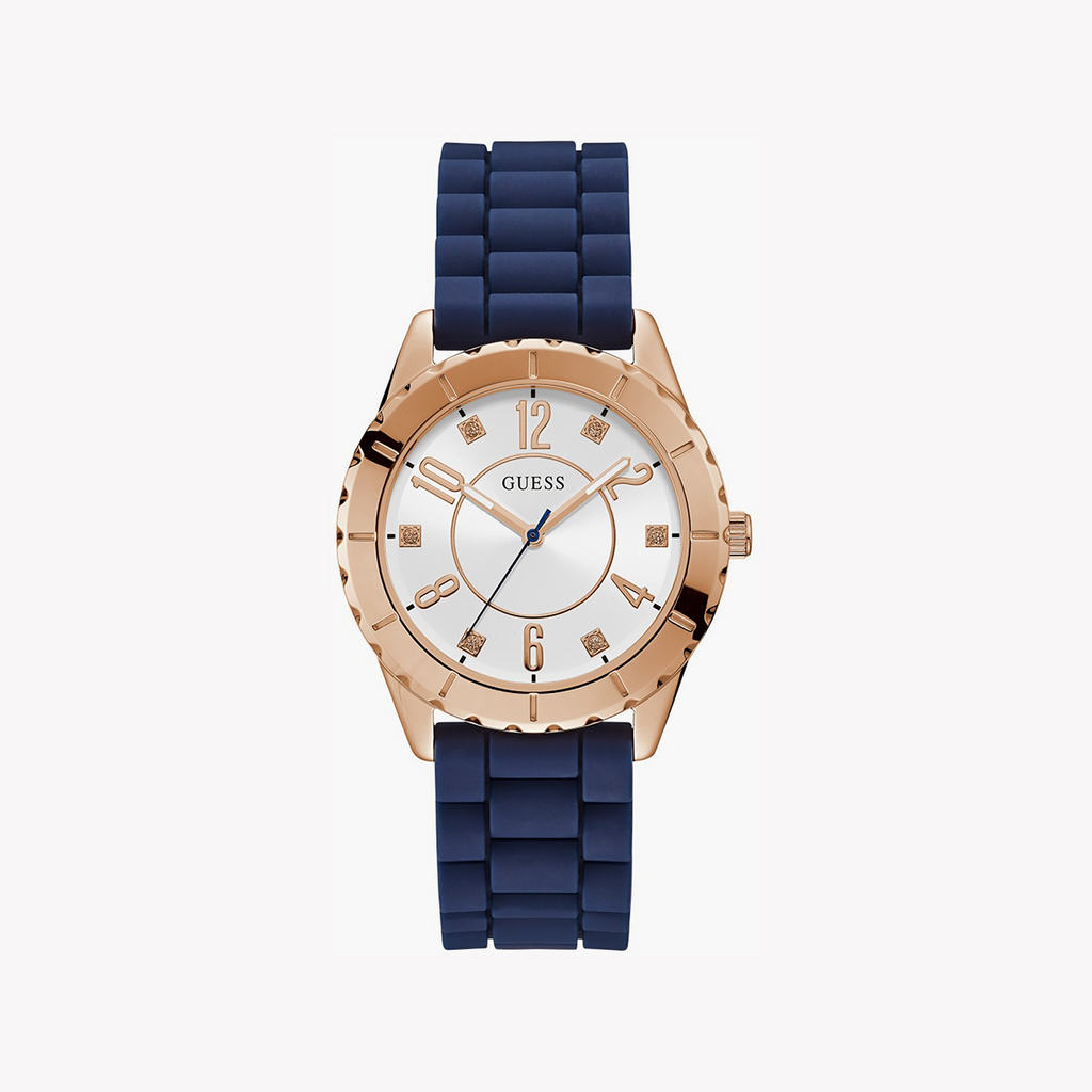 Guess Women's Rose Gold/Blue Quartz Watch | W1095l2