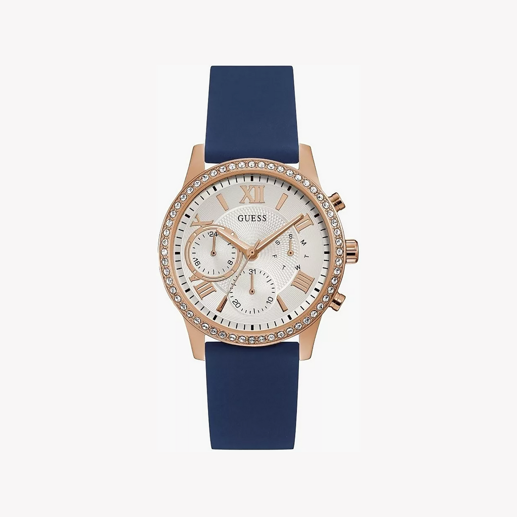 Guess Women's Rose Gold/Blue Quartz Watch | W1135l3