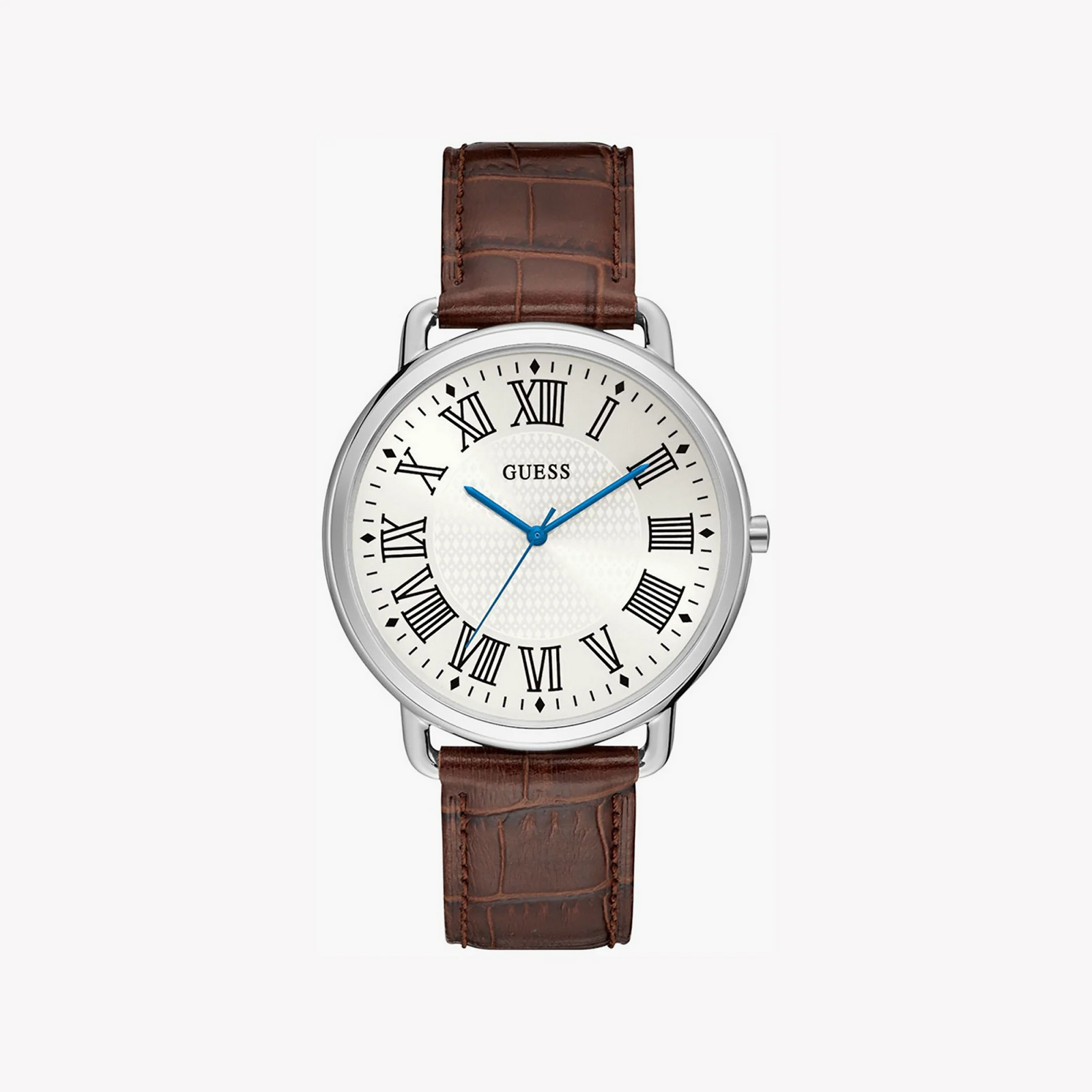 Guess Men's Silver/Brown Leather Watch | W1164g1 by i-watch