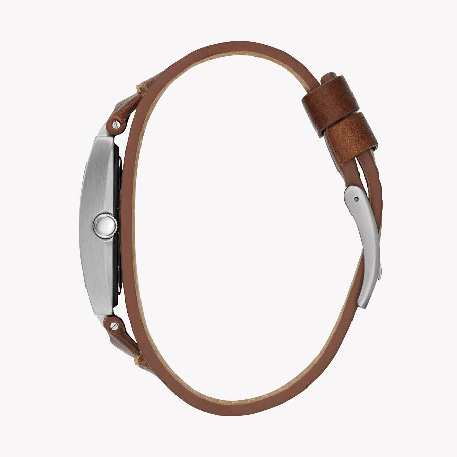 Guess Men's Silver, Brown Leather Watch | W1166g1