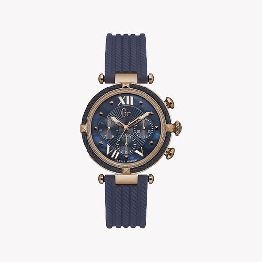 GUESS Women's Rose Gold & Blue Silicone Watch | Y16005L7