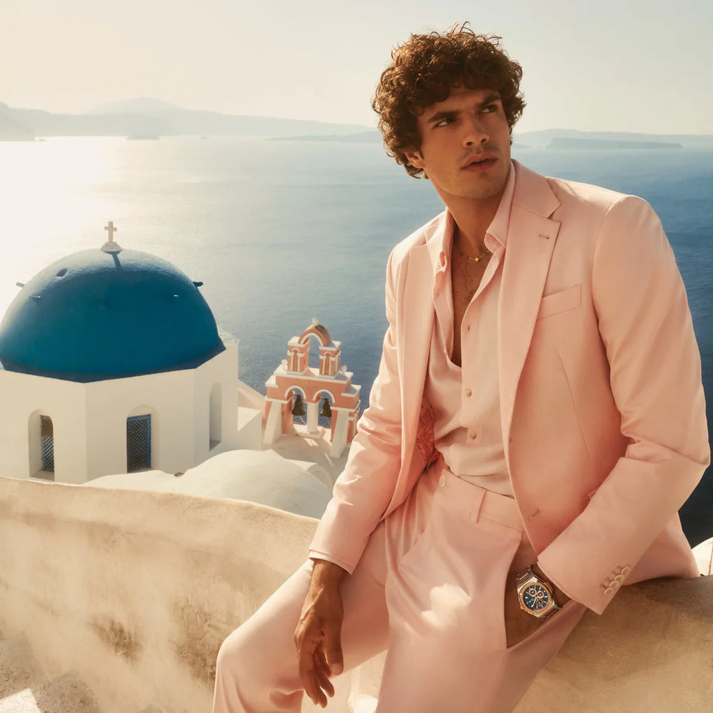 Guess Men's Rose Gold/Silver Watch, Blue Dial | Y99002g7mf