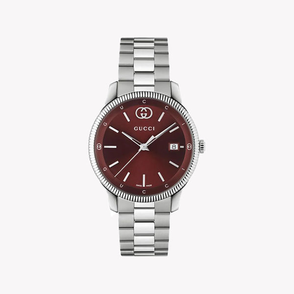 GUCCI Unisex Stainless Steel & Burgundy Watch | YA1264239_G by i-watch