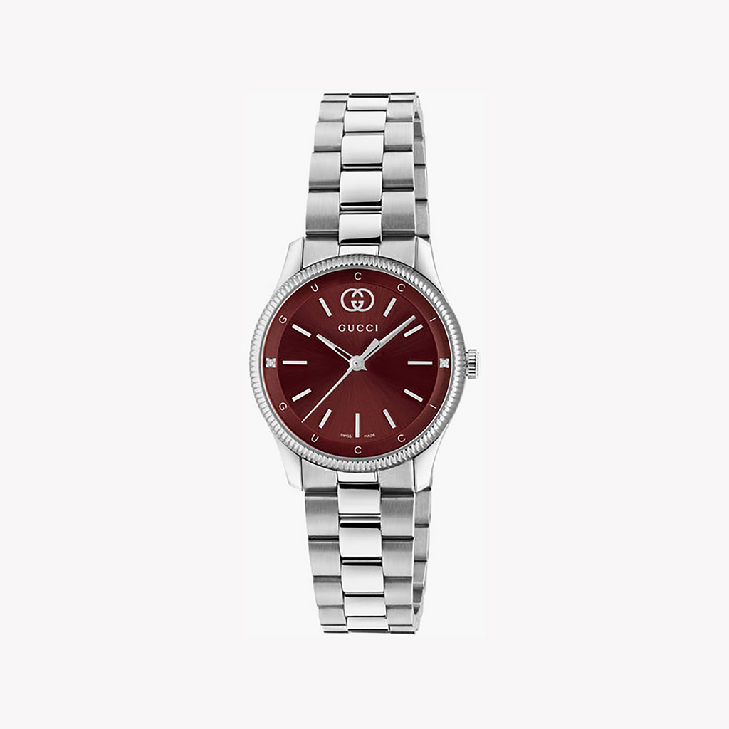 Gucci Unisex Stainless Steel, Red/Silver | Ya1265069
