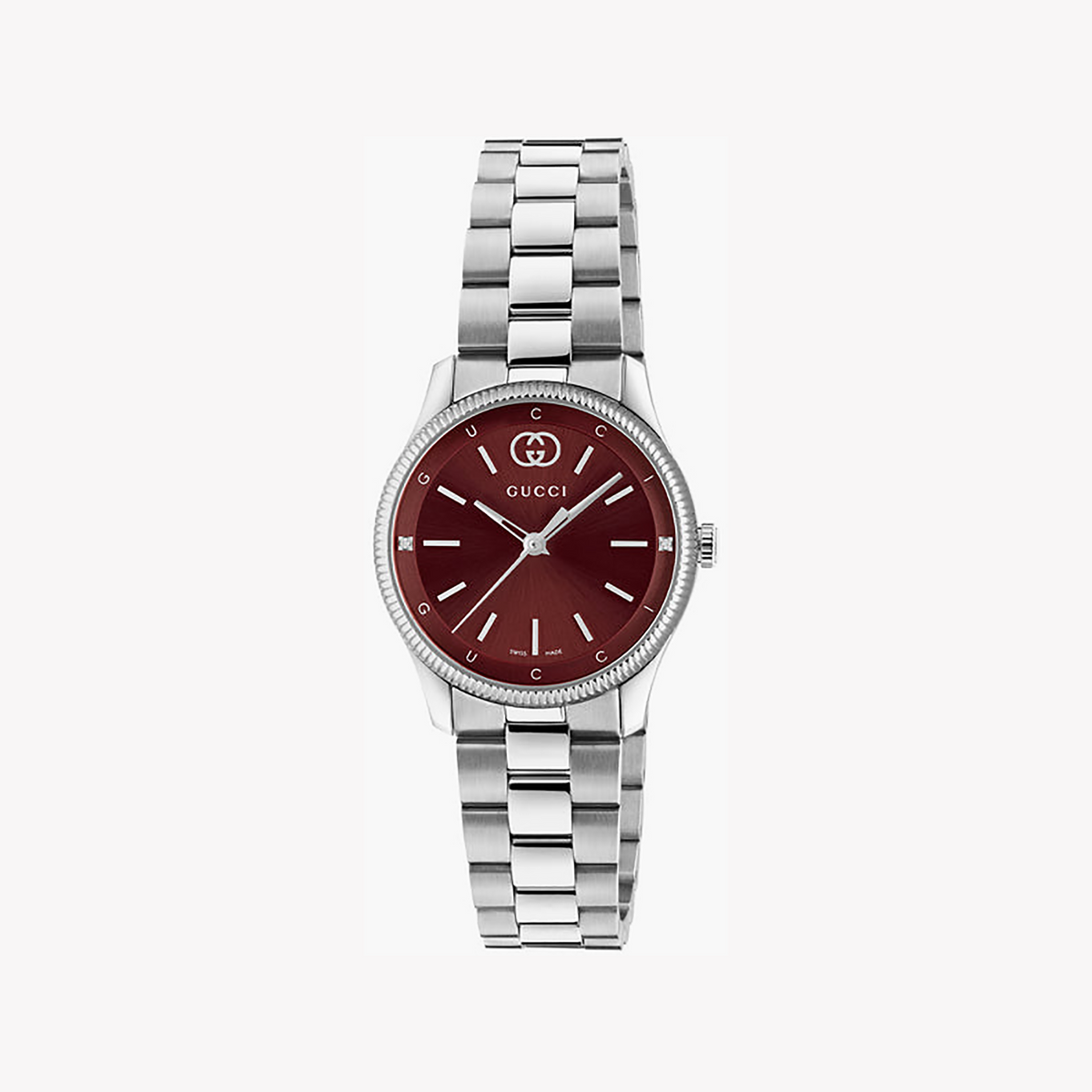 Gucci Unisex Stainless Steel, Red/Silver | Ya1265069