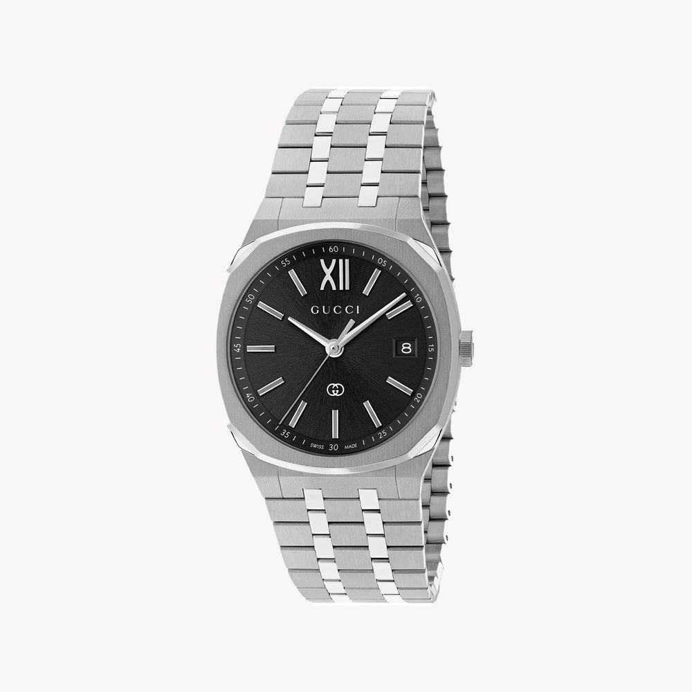 GUCCI Men's Stainless Steel Black Dial Watch | YA163438 by i-watch