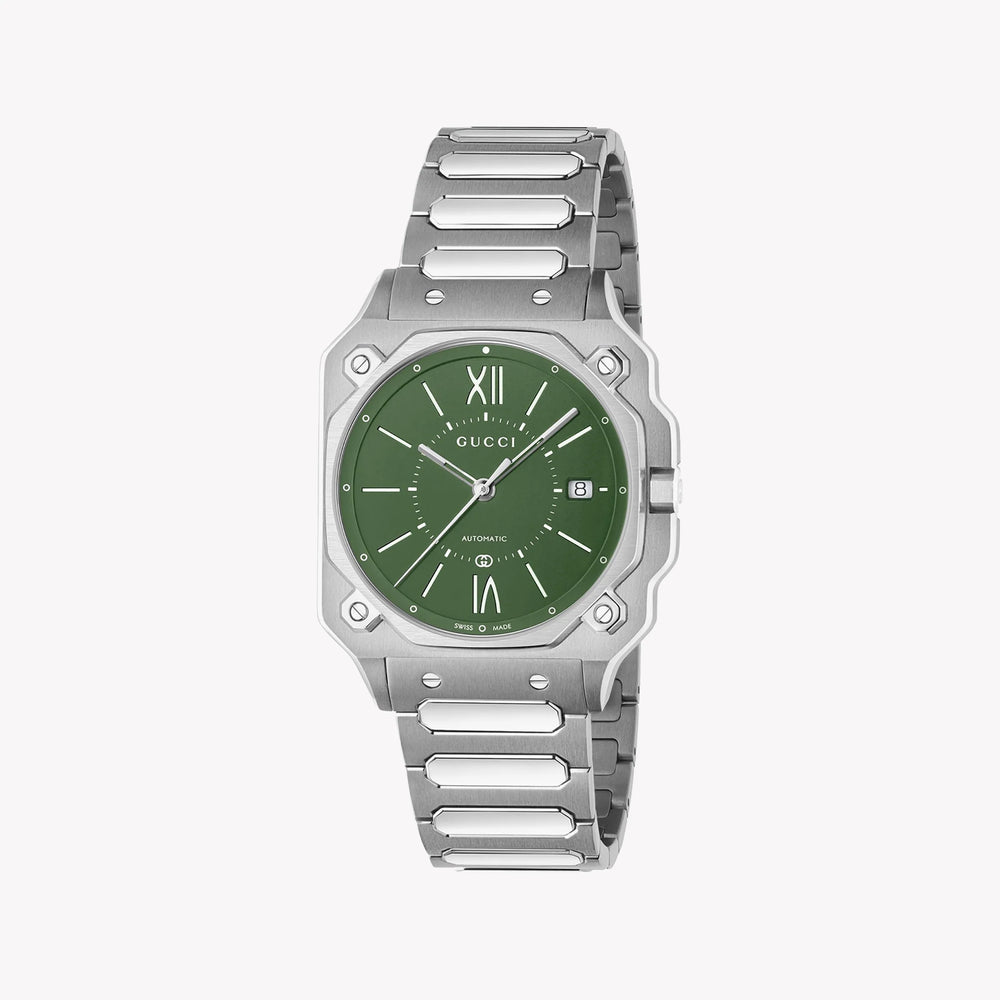 GUCCI Men's Stainless Steel Green Dial Automatic Watch | YA166404 by i-watch