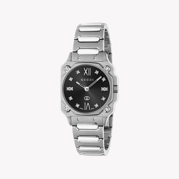 GUCCI Women's Stainless Steel Silver & Black Watch | YA166507 by i-watch