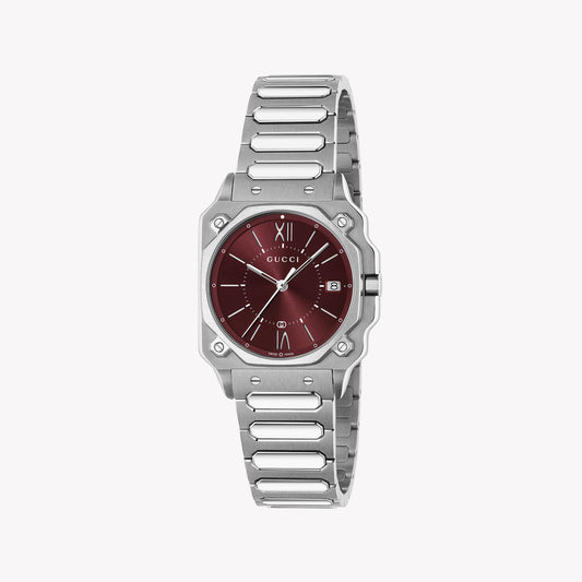 GUCCI Women's Burgundy Stainless Steel Watch | YA166509