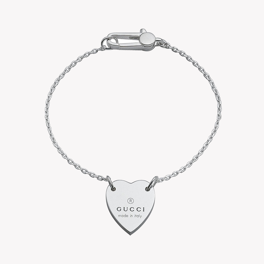 Gucci Sterling Silver Heart Pendant Bracelet | YBA223513001018