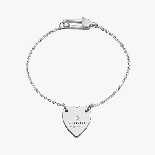 Gucci Sterling Silver Heart Pendant Bracelet | YBA223513001018