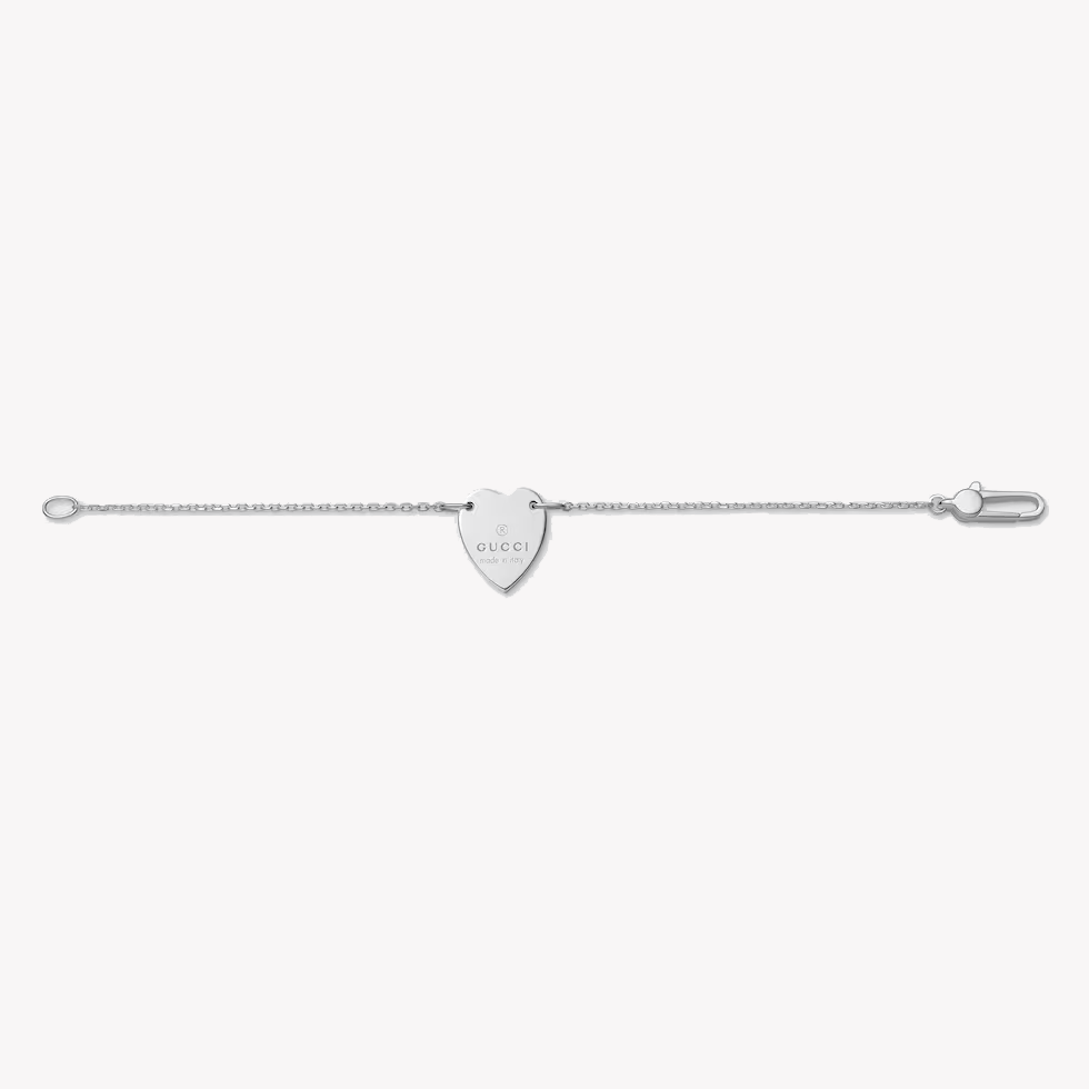Gucci Sterling Silver Heart Pendant Bracelet | YBA223513001018