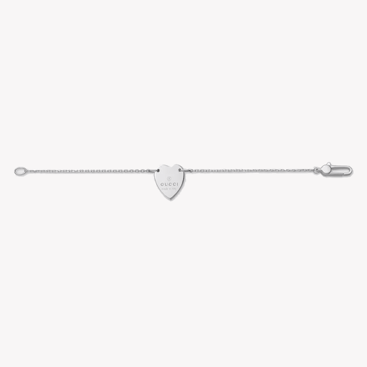 Gucci Sterling Silver Heart Pendant Bracelet | YBA223513001018
