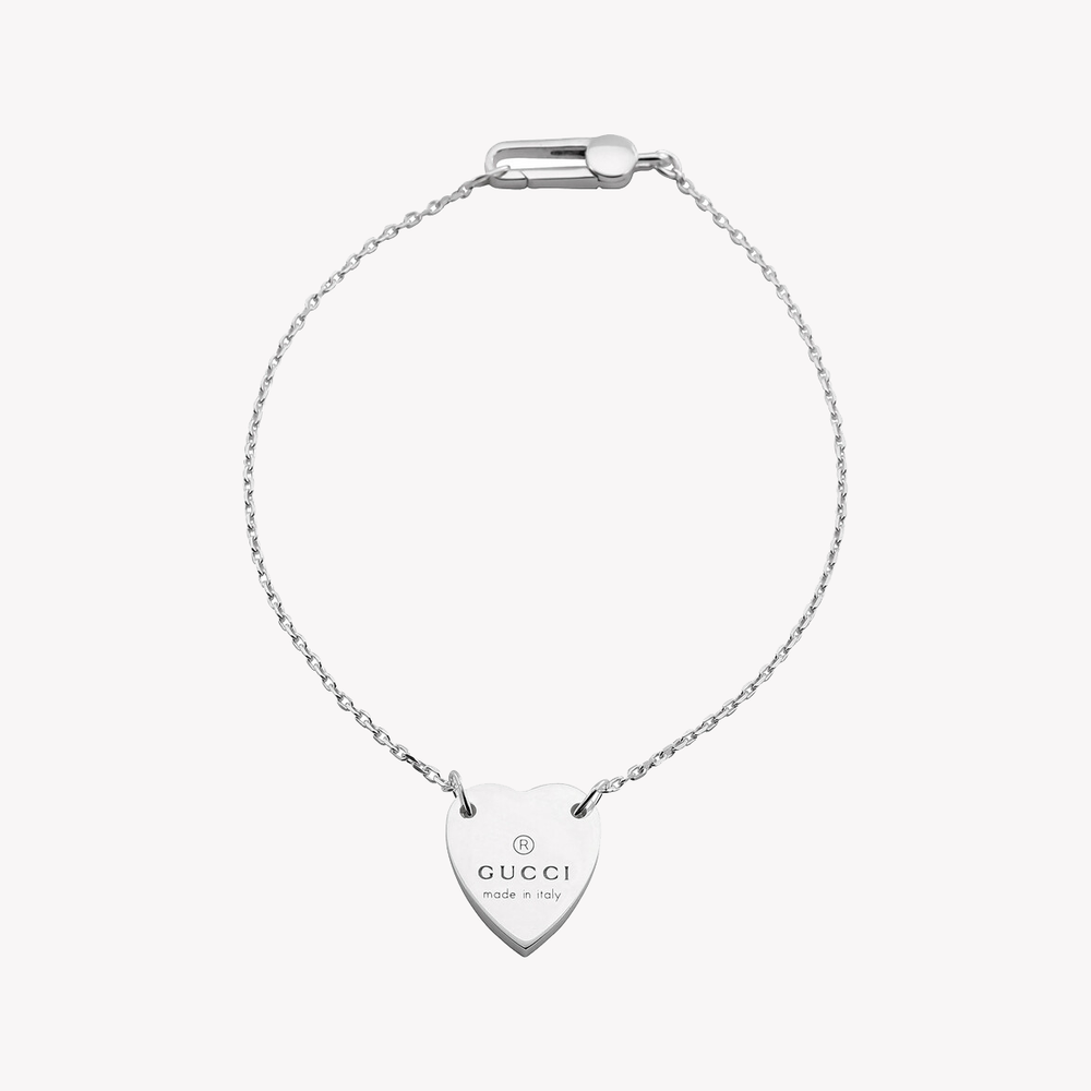 Gucci Silver Engraved Heart Motif Trademark Bracelet | YBA223513001 by i-watch