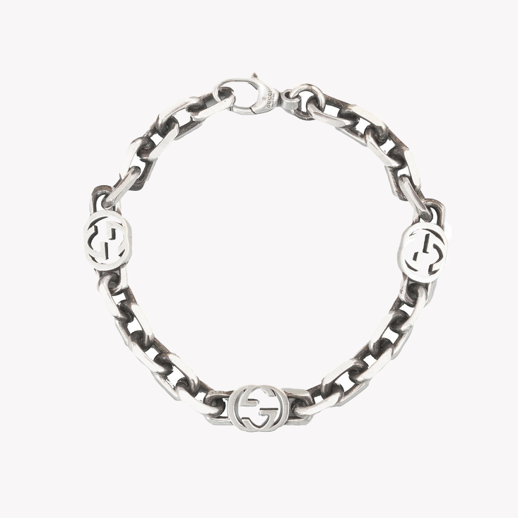 Aged Silver Double G Interlocking Bracelet | YBA620798001018 by i-watch