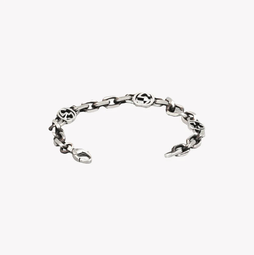 Aged Silver Double G Interlocking Bracelet | YBA620798001018 by i-watch