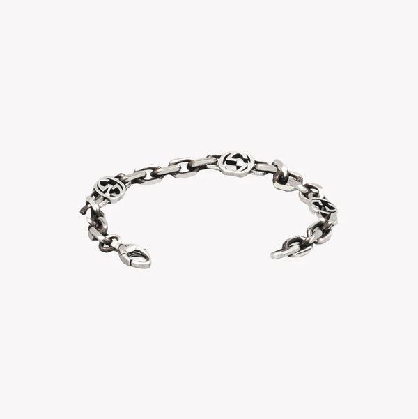 Aged Silver Double G Interlocking Bracelet | YBA620798001018 by i-watch