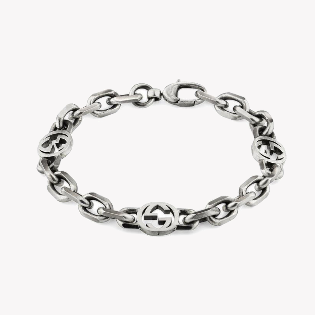 Gucci Silver Interlocking G Aged Bracelet | YBA620798001