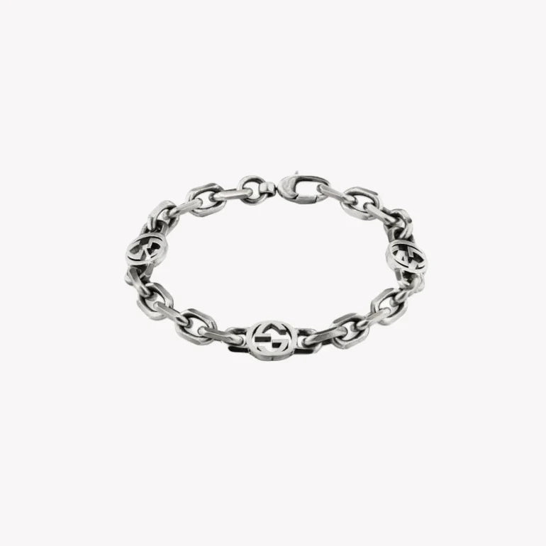 Gucci Silver Interlocking G Aged Bracelet | YBA620798001 by i-watch