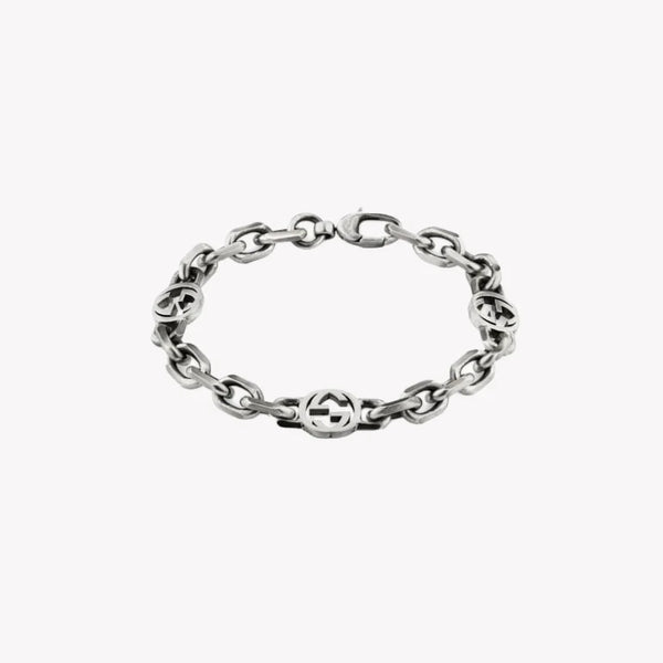 Gucci Silver Interlocking G Aged Bracelet | YBA620798001 by i-watch