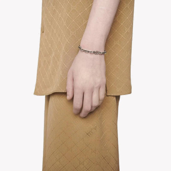 Gucci Silver Interlocking G Aged Bracelet | YBA620798001 by i-watch