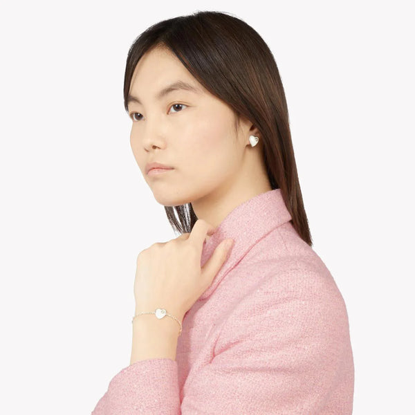 Gucci Interlocking White Enamel Heart Sterling Silver Bracelet | YBA645546003 by i-watch