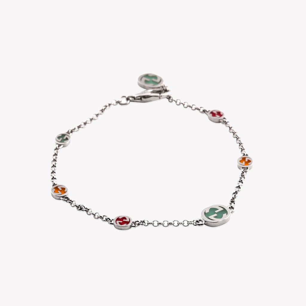 Sterling Silver Interlocking G Enamel Bracelet in Multiple Colors | YBA728951001