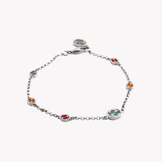 Sterling Silver Interlocking G Enamel Bracelet in Multiple Colors | YBA728951001