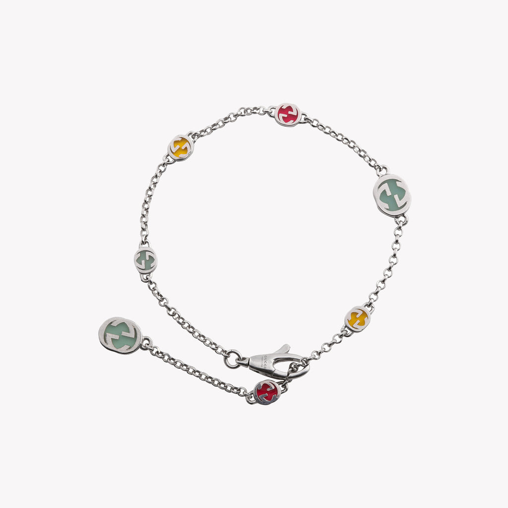 Sterling Silver Interlocking G Enamel Bracelet in Multiple Colors | YBA728951001