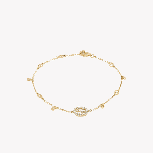 Interlocking G Diamond Bracelet in YG | Size 17 | YBA729403002