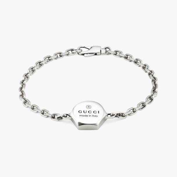 Gucci Trademark Thin Sterling Silver Link Bracelet | YBA779169001