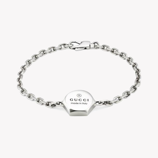 Gucci Trademark Thin Sterling Silver Link Bracelet | YBA779169001