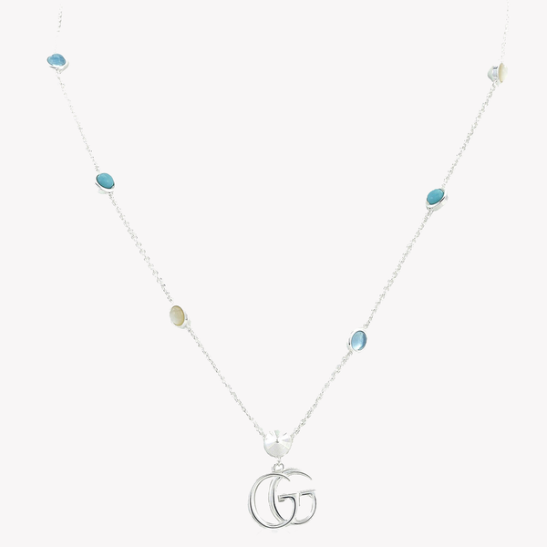 Gucci GG Marmont Mother of Pearl & Topaz Double G Pendant Necklace | YBB527399001 by i-watch