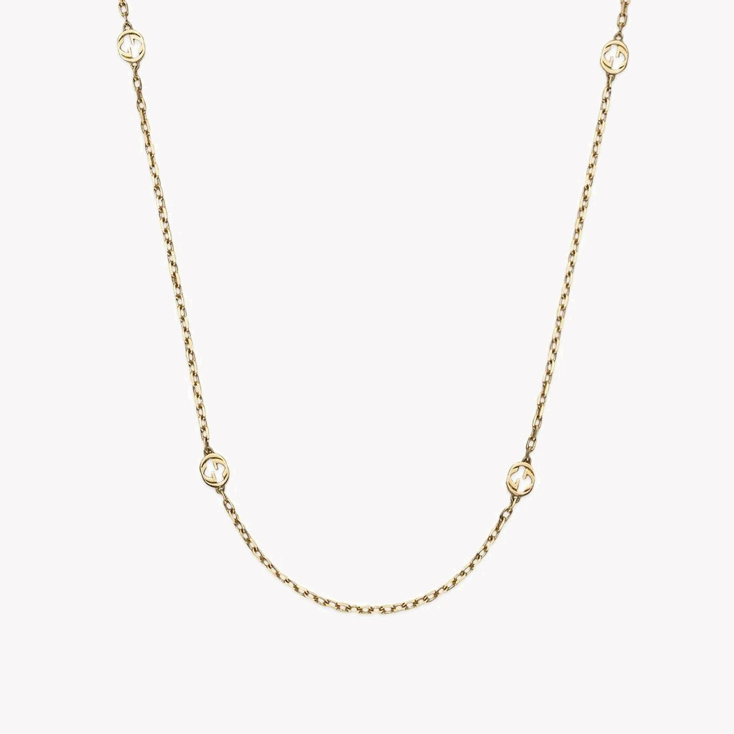Long Gucci Interlocking Necklace in Yellow Gold with Double G Details | YBB631761001 by i-watch