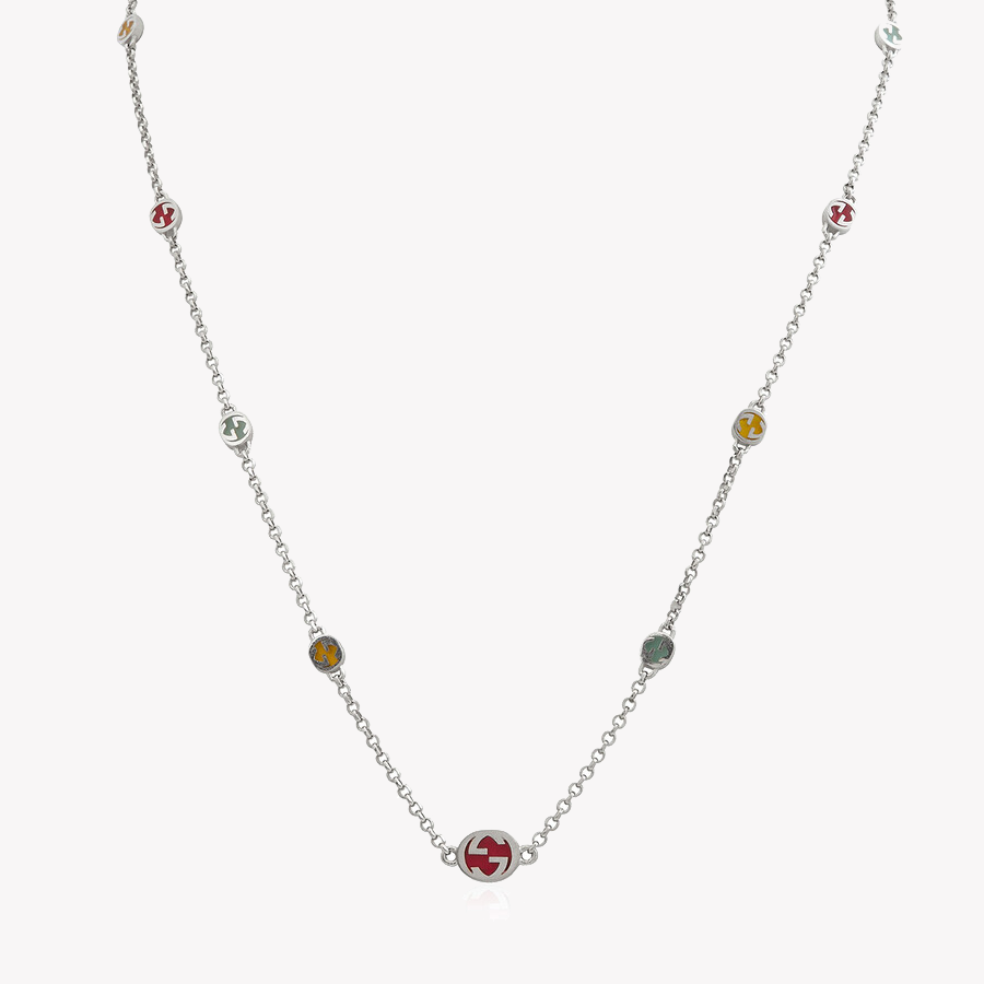Interlocking G Multicoloured Enamel Scattered Necklace | YBB728953001