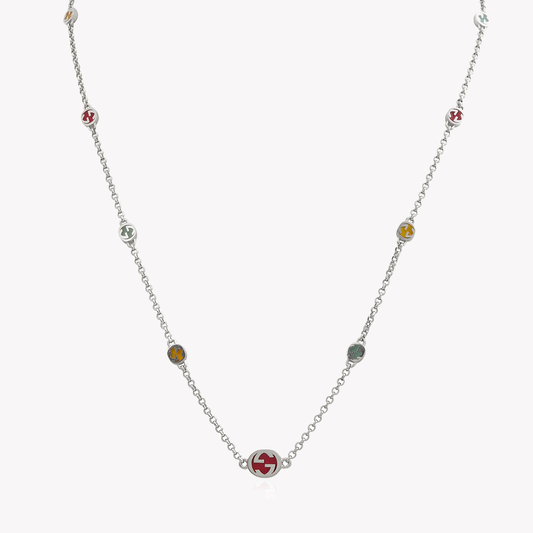 Interlocking G Multicoloured Enamel Scattered Necklace | YBB728953001
