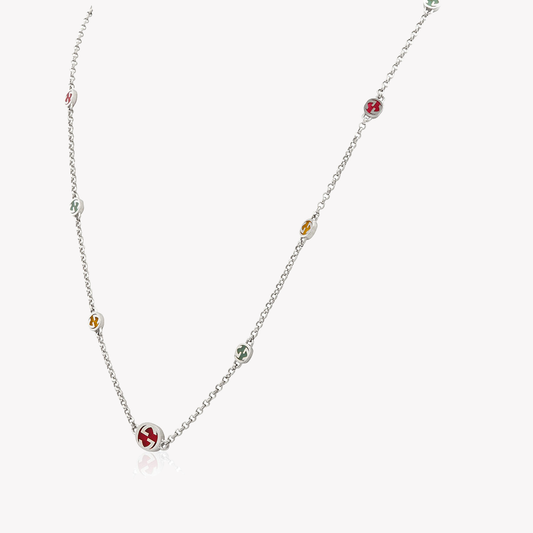 Interlocking G Multicoloured Enamel Scattered Necklace | YBB728953001