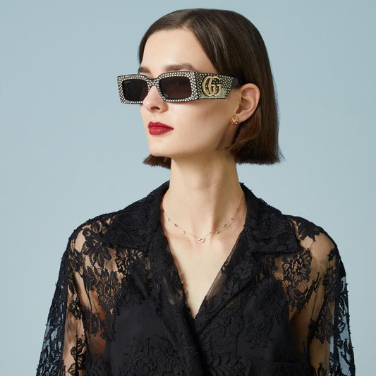 18K Rose Gold Interlocking GG Necklace with 0.27ct Diamonds | YBB729402001