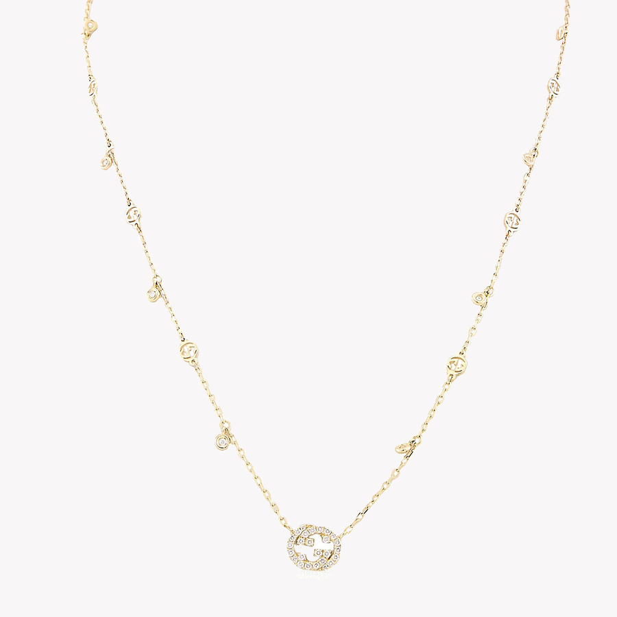 Gucci Interlocking G 0.27Ct Diamond Necklace in 18K Yellow Gold | YBB729402002