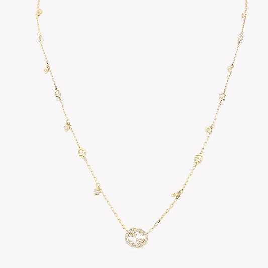 Gucci Interlocking G 0.27Ct Diamond Necklace in 18K Yellow Gold | YBB729402002