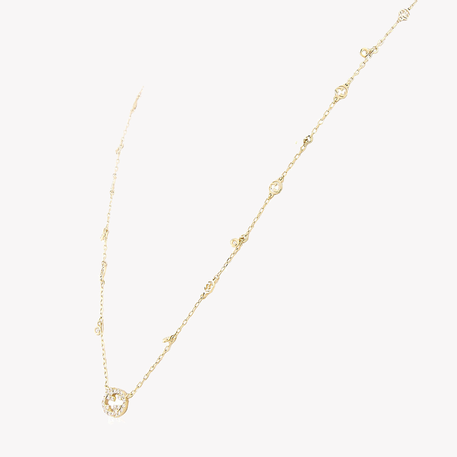 Gucci Interlocking G 0.27Ct Diamond Necklace in 18K Yellow Gold | YBB729402002