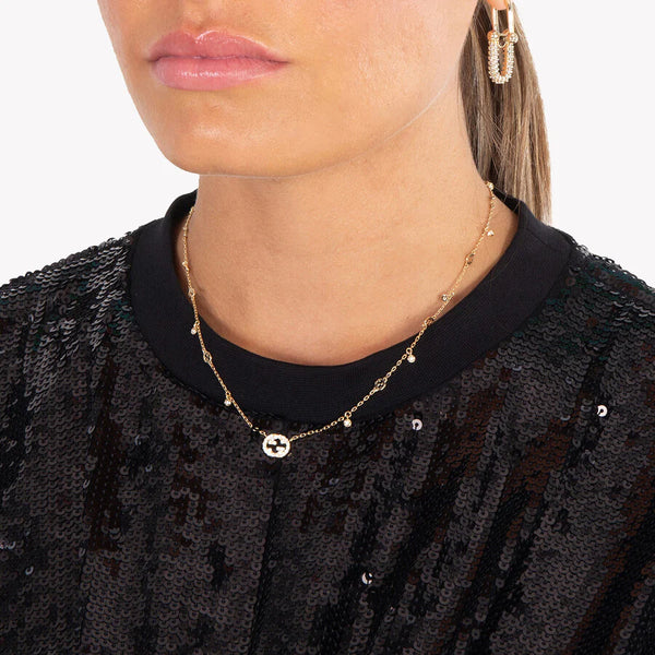 Gucci Interlocking G 0.27Ct Diamond Necklace in 18K Yellow Gold | YBB729402002 by i-watch