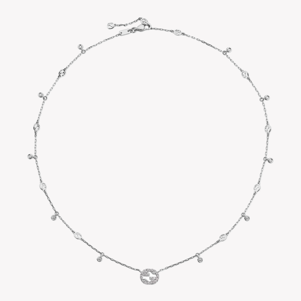 Gucci Interlocking 18ct White Gold 0.27ct Diamond Necklace | YBB729402003 by i-watch