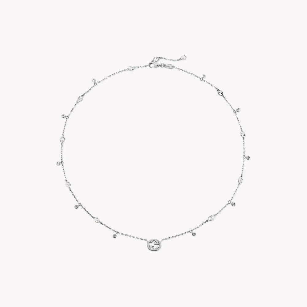 Gucci Interlocking 18ct White Gold 0.27ct Diamond Necklace | YBB729402003 by i-watch