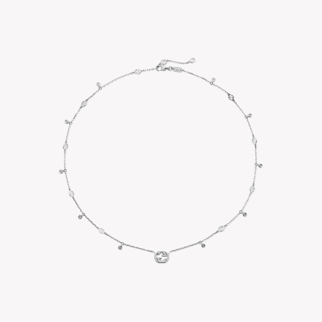 Gucci Interlocking 18ct White Gold 0.27ct Diamond Necklace | YBB729402003