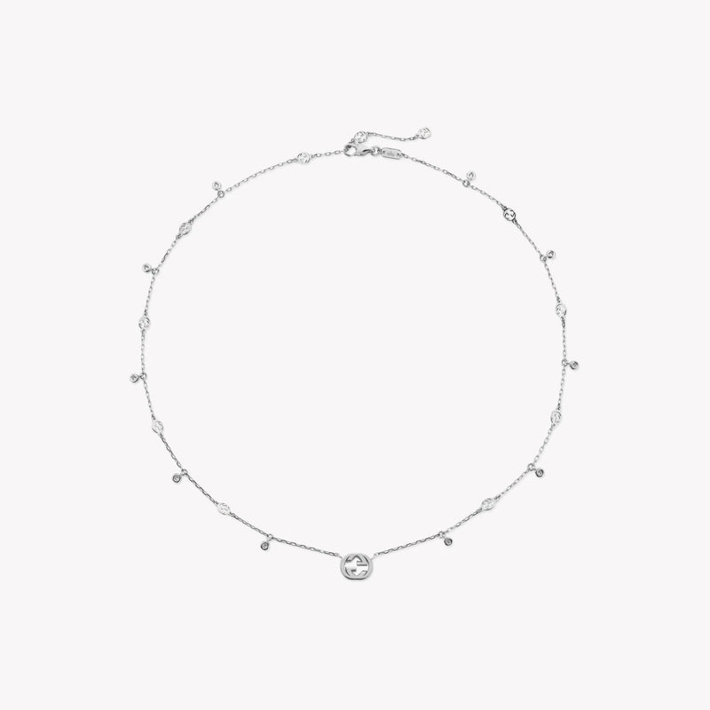 Gucci Interlocking 18ct White Gold 0.27ct Diamond Necklace | YBB729402003 by i-watch